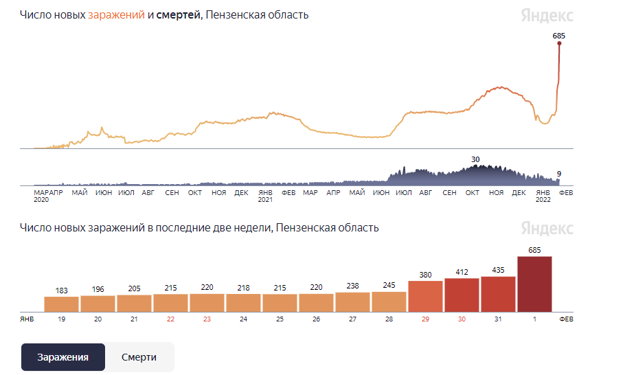 Установлен абсолютный антирекорд по количеству заболевших ковидом в Пензенской области — 685 человек!
