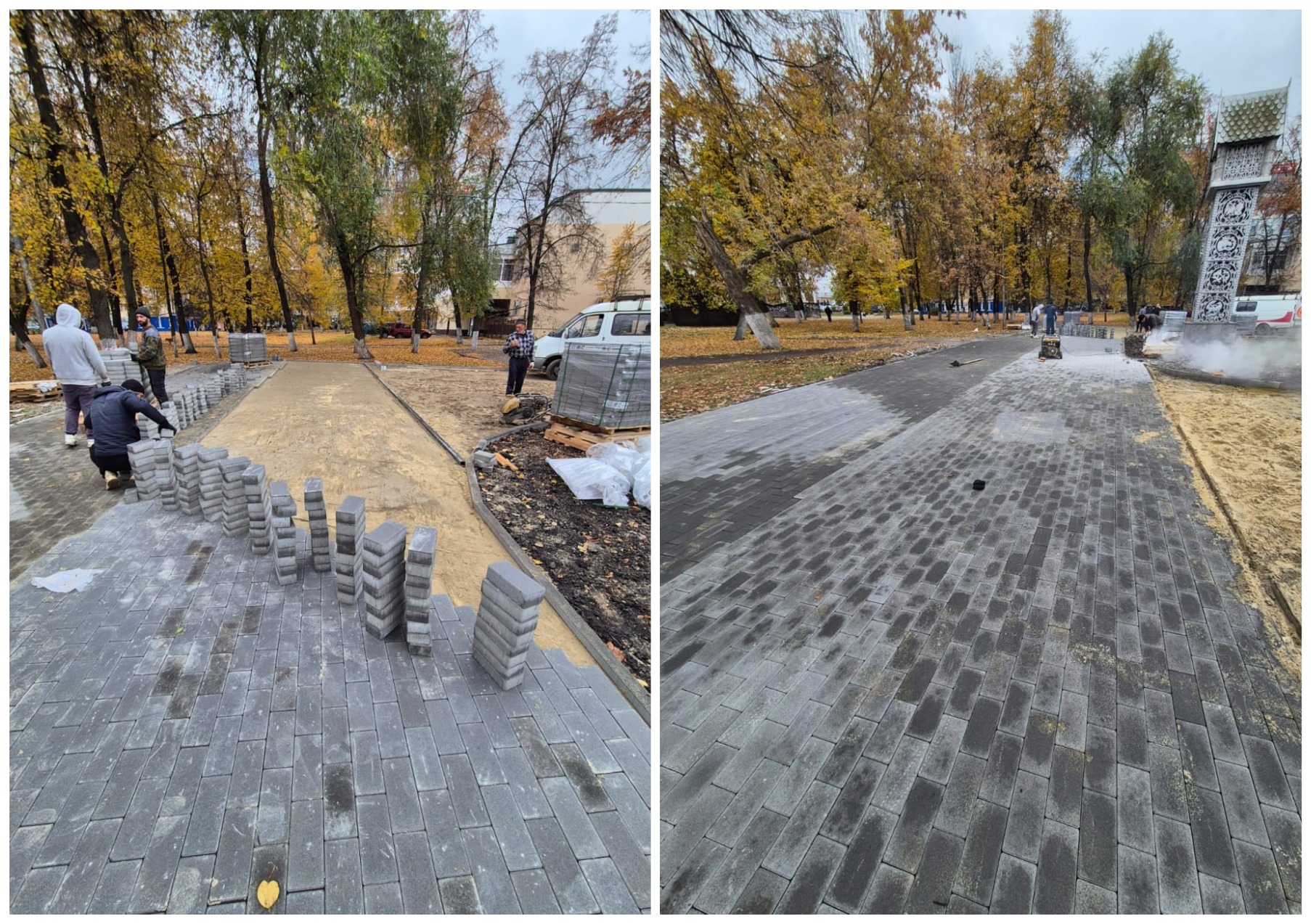 В сквере «Кукушка» в Пензе начали укладывать новую плитку