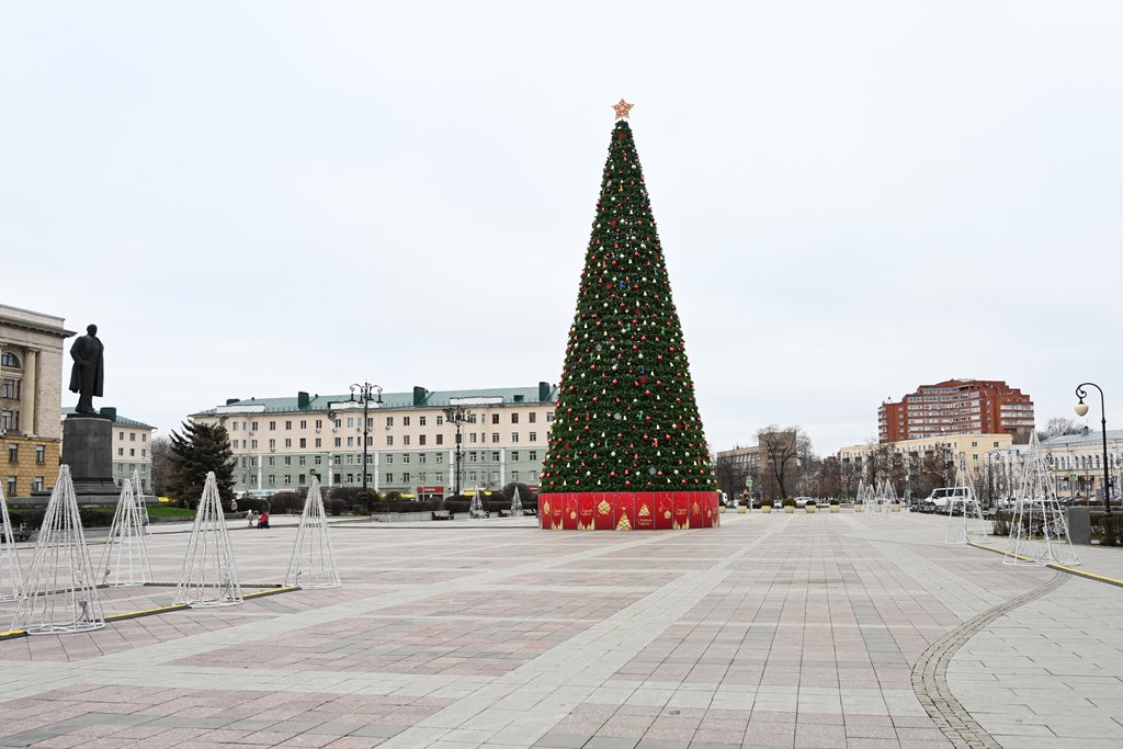 На площади Ленина в Пензе провели пробный пуск иллюминации на елке