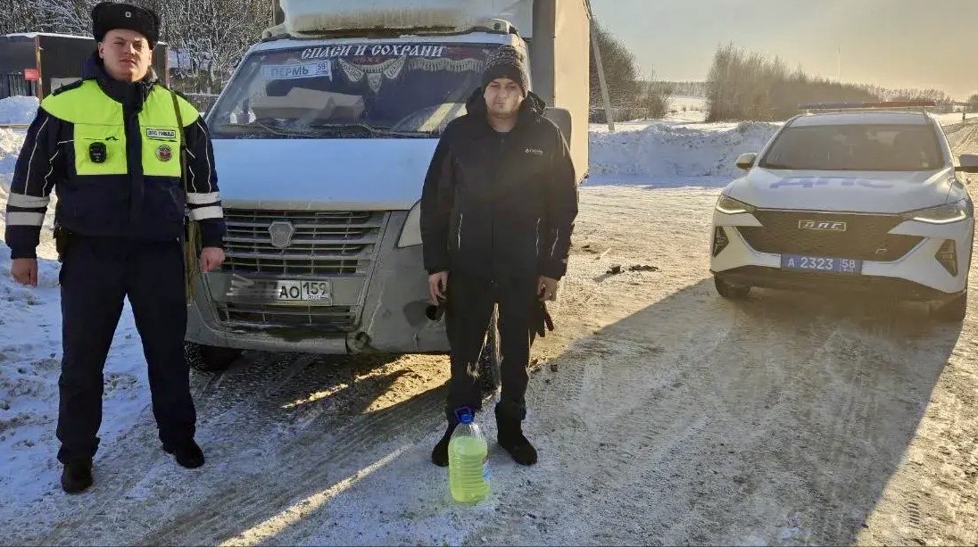 На трассе в Лунинском районе инспекторы ДПС не дали замерзнуть водителю ГАЗели