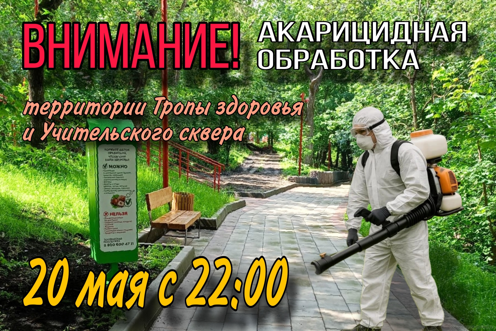 Тропу здоровья и Учительский сквер в Пензе обработают от клещей